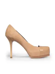 Beige Suede & Patent Tribtoo Heels