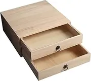 LIFKOME Multipurpose Storage Box Wooden Storage Chest Drawer Organizer for Home Dorm Office 2 Layer