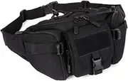 Waist Bag, Tactical Bumbag Molle Military Large Waterproof Fanny Pack Bum Bag for Outdoors Hiking Camping Running Walking Trekking Black