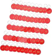 FOMIYES 50pcs Number Plate Number Tags Hang Tags Key Label Metal Locker Key Labels Acrylic Red