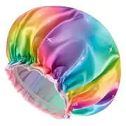 Shower Cap for Women , Reusable Shower Cap for Kids, Double Waterproof Hair Cap for Shower,Soft PVC Lining Bath Cap for Kids and Grils (Medium (Pack o