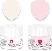 Revel Nail Dip Powder - White and Pink Dip Powder for Nails, Chip Resistant Dip Nail Powder with Vitamin E and Calcium, DIY Manicure