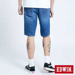 EDWIN 大尺碼 503 五袋式仿舊水洗 牛仔短褲-男-中古藍