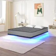 Advwin Double Size LED Floating Bed Frame and Double Mattress 25cm Grey
