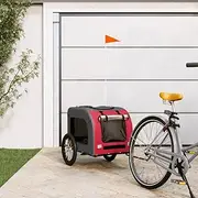 Pet Bike Trailer Red and Grey Oxford Fabric Iron Dog Cat Bicycle Carrier