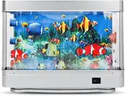 Fake Fish Tank Mini Aquarium,Virtual Ocean Motion Artificial Tropical Fish Decorative, Aquarium Lights Motion Lamp Night Light with Moving Fish(USB)