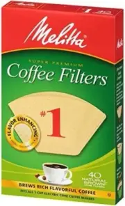 40 Count Natural Brown Cone Coffee Filters Disposable Paper Melitta Coned Shape