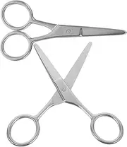 ASAKKURA 2pcs Stainless Steel Face Hair Scissors Rounded Tip Eyebrow Grooming Scissors for Precision Trimming of Nose Hair Eyebrows and Beards Compact Safe Design for Travel