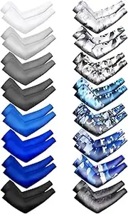 [JaGely] 16 Pairs Kids UV Sun Protection Compression Sleeves Arm Sleeves Long Football Baseball Arm Sun Sleeves (Stylish Style), Multicolor