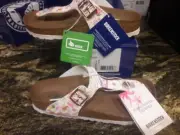 New Womens Birkenstock Gizeh Summer Floral Sandals, size 7 shoes