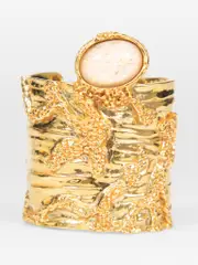 Gold Arty Wide Cuff Cabochon Bracelet