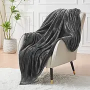 LINENOVA Fleece Throw Blanket for Couch, Sofa, Bed, Soft Lightweight Flannel Microfiber Plush Cozy Blankets and Throws for All Seasons(127x152cm, Charcoal)