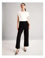 [Basque] Sustainable Viscose Blend Ponte Pull on Pant in Black