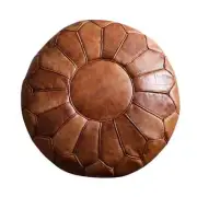 Moroccan Brown Leather Pouf, Moroccan Leather Pouffe, Brown Pouf, Leather
