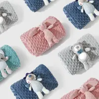 在飛比找蝦皮購物優惠-『現貨』嬰兒豆豆毯可愛安撫玩偶2件套雙層面料四季通用寶寶冷氣