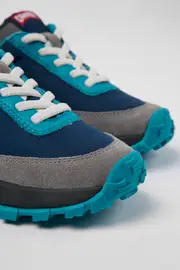 Drift Trail Blue textile and leather sneakers for kids