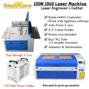 Reci 100W CO2 1060 Ruida Laser Engraving Cutter 5000WChiller Auto-Focus XY Guide