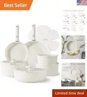 17pcs Pots and Pans Set, Nonstick Cookware Set Detachable Handle, Induction K...