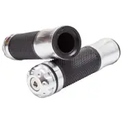 Handle Bar 22mm Left Right Silver Universal End CNC Shadow Hand Grip 7/8" Rubber