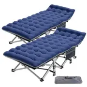 BOZTIY Folding Camping Cot 6.25-ft Portable Hammock w/ Mattress +Bag 2-Pack Blue