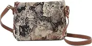 [Signare] Siganre Tapestry Tan Women's Mini Satchel Cross-body Purse Bag with Adjustable Strap with Cat (XB02-CAT)