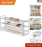 Metal Shoe Rack Organizer for 24 Pairs - Adjustable 3-Tier Shoe Storage Solution