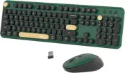 Colorful Wireless Computer Keyboards Mouse Combos, Dark Green-Black Key