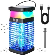 Solar Bug Zapper,3 in 1 Portable Electric Mosquito Zapper, Waterproof Plug in wi