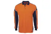JB's Mens Arm Panel Hi-vis Polo Work Shirt 6AP4L - Orange/Navy