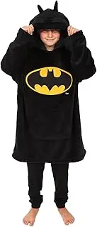 [BATMAN] Hoodie, Oversized Warm Fleece Blanket Hoodie for Boys Black, Black, One Size