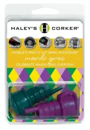Haley's Corker Mardi Gras Combo Pack Purple & Green 2-Pack, Aerator, Stopper