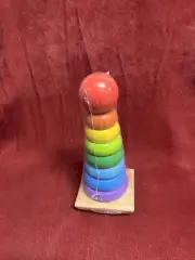 Melissa Doug Wood Toy Rainbow Stacker Rings Toddler Baby Educational New