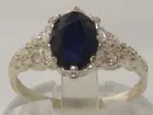 Luxurious Solid 925 Sterling Silver Natural Sapphire Solitaire Engagement Ring