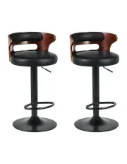 [Artiss] Kitchen Gas Lift Leather Bar Stools in Black