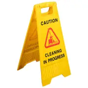 Cleanlink 62cm Two-Sided Safety Floor Sign Cleaning In Progress Caution Yellow