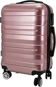 [Ｗoowayo] Carry On Luggages Suitcase Hardside Checked Luggage with 4 Spinner Wheels, Lightweight Suitcase for Men and Women Luggage Suitcases (Rose Gold 24inch)