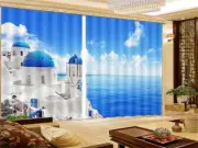 Magnificent Castle Sea 3D Curtains Blockout Photo Printing Curtains Drape Fabric