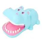 Portable Cartoon Hippo Mouth With Teeth Toy Bite Finger Game Toys Blue