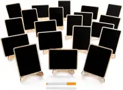 20 Pack Wood Mini Chalkboards Signs with Support Easels, Place Cards, Small Rect