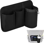 Cosmos Airplane Seat Back Pocket Organizer - Black - 4 Pocket - Holds Phone, Passport, Water Bottle & More - Lightweight & Portable - Seatback Clip Mount