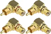 EMSea 4pcs 90 Degree RCA Male to Female Plug Adapter for Mixers Audio Peripheral Equipment Amplifier Wall Mounted TV Microphones Gold-Plated Electronics Accessories