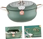 BRIGHTFUFU 1Pc Controllable Temperature Deep Fryer Pan Stainless Steel Non Stick Oil Frying Pot for Home Use for Fried Chicken Tempura French Fries Easy to Clean