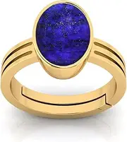 [Ayush Gems] 4.00 Ratti / 3.45 Carat Blue Lajward Stone Panchdhatu Adjustable Gold Plated Ring Natural AA++ Quality Original Lapis Lazuli Lajwart Rashi Ratna Pathar Gemstone for Men and Women, Gold,