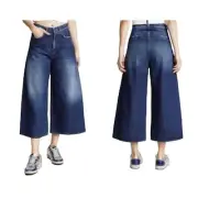 PRPS Women's Gaucho Cropped Wide Leg Jeans Dark Wash 100% Cotton Size 26 New