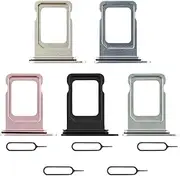 for iPhone 15 15 Plus 5 Color SIM Card Tray Replacement (Double SIM Version) SIM Card Slot Holder Replace with Open Eject Pin Model: A3090 A2846 A3094 A2847 (Black Blue Green Yellow Pink)