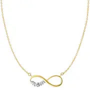 14k 2 Tone Gold Infinity Pendant With Script Mom Necklace, 18"