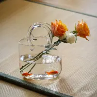 在飛比找蝦皮商城精選優惠-🔥臺灣熱賣🔥【免運】現代簡約透明包包玻璃花瓶創意手提擺件養缸