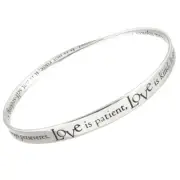 .925 STERLING SILVER Love is Patient Mobius Bangle Bracelet | Made in the USA