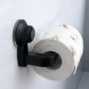 Bathroom Kitchen Paper Holder Uper Storage Suction Cup Wall Mount Removable Rack For Placing Rolls or Hanging Towels - Black