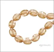 8 Cubic Zirconia Flat Oval Beads 6x8mm Champagne #64152
